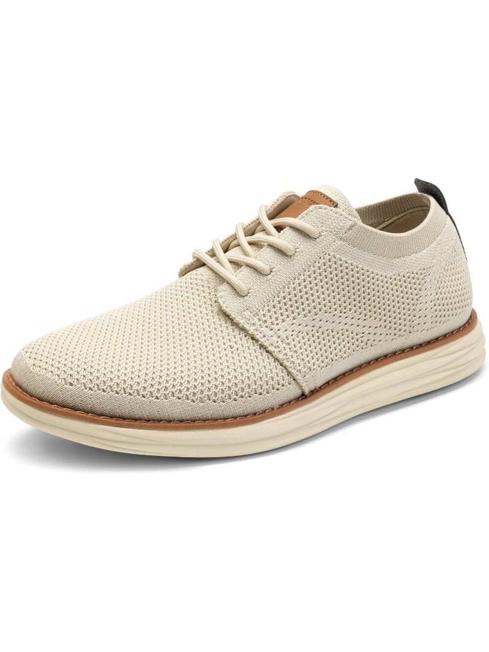 Mens Apricot Faux Leather Bruno Marc Knit Flex Breeze Casual Fashion Sneakers